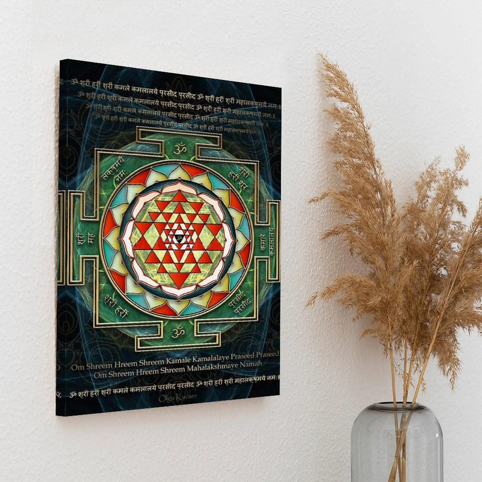 Maha Lakshmi Mantra Shri Yantra Wealth Giving Canvas Paintings Wall Cave Bar Cave Classic Framed Wall Paintings view 4