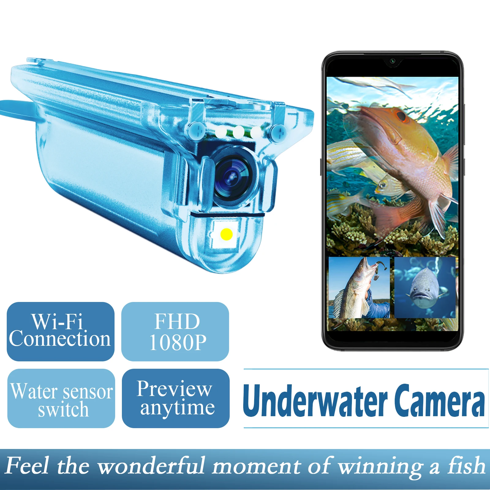 Upgrade Mini Light Weight Spinning Cellular Full Hd 1080P Wireless Underwater Fishing Video Camera