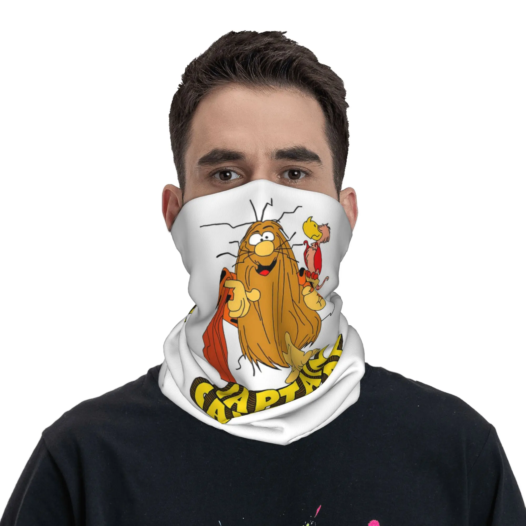 Captain Caveman and the Teen Angels Themed Bandana Neck Cover Printed Wrap Scarf Warm Headband Riding Unisex Adult