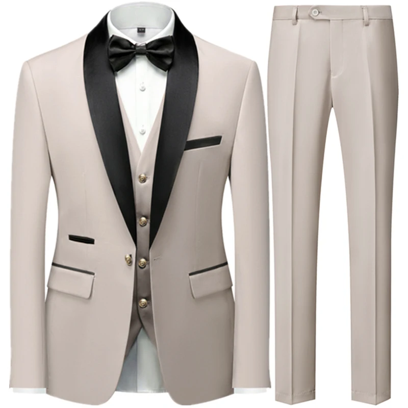 Estilo britânico dos homens Slim Terno, Jaqueta, Colete, Calças, High End Vestido Personalizado, Blazers, Casaco, Negócios Masculinos, Cavalheiro, M-6XL, Conjunto de 3 Peças