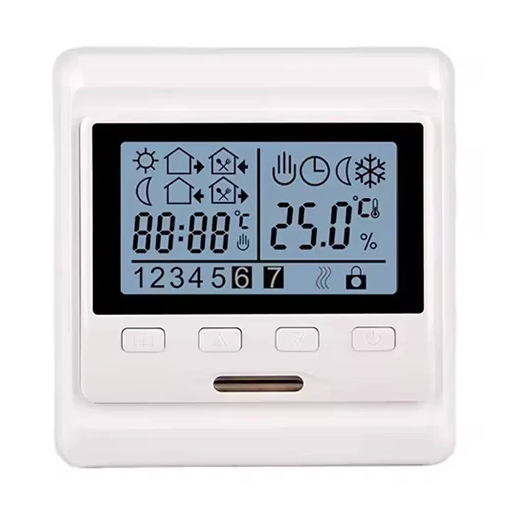 16A Dual Control Electric Thermostat for Floor Heating with Weekly Programmable Schedule and Temporary Settings