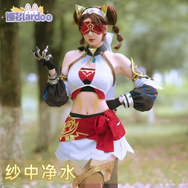 

Anime Game Genshin Impact The Eremites Desert Clearwater Cosplay Costume Wig Sumeru Outfit Hallowen Sexy Woman Suit