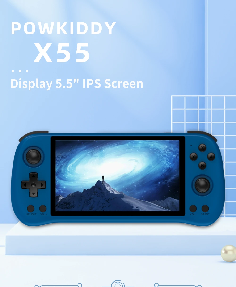 

POWKIDDY X55 Portable Handheld Game Console 5.5 Inch 1280*720 IPS Screen 256GB Linux System Open-Source Retro Video Player Gifts