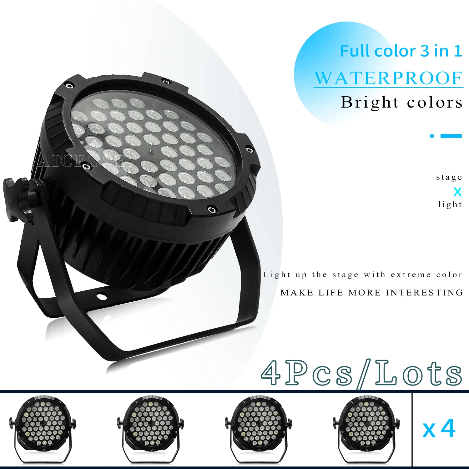 

4Pcs/Lots 54x3W RGB3 in 1/RGBW 4 Color LED Par Light Outdoor Waterproof Stage Light DMX Control Professional DJ Disco Equipment
