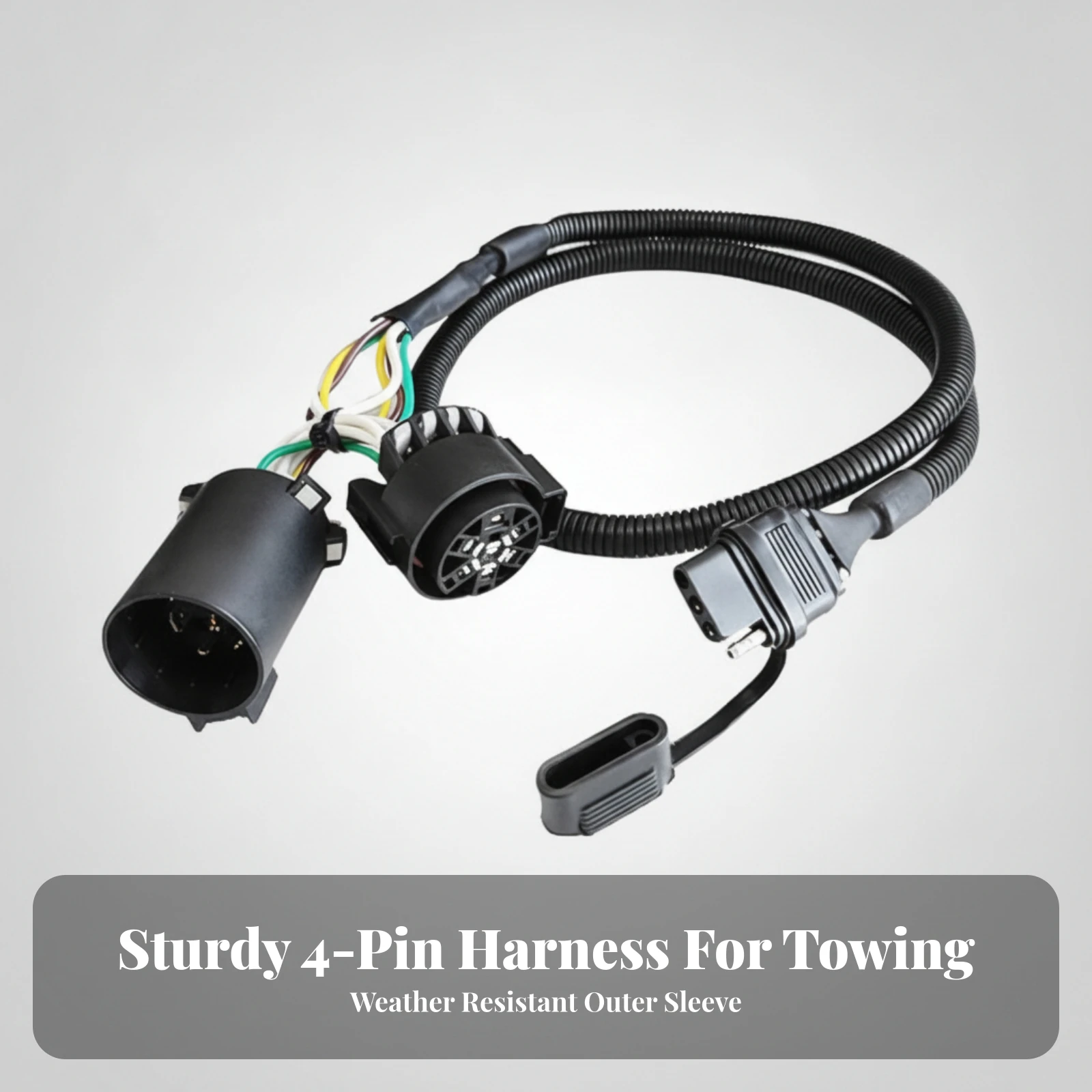 7-Pin to 4-Pin Trailer Wiring Harness Weather-Resistant American-Style Trailer Wiring Adapter with Dust Cover Weatherproof