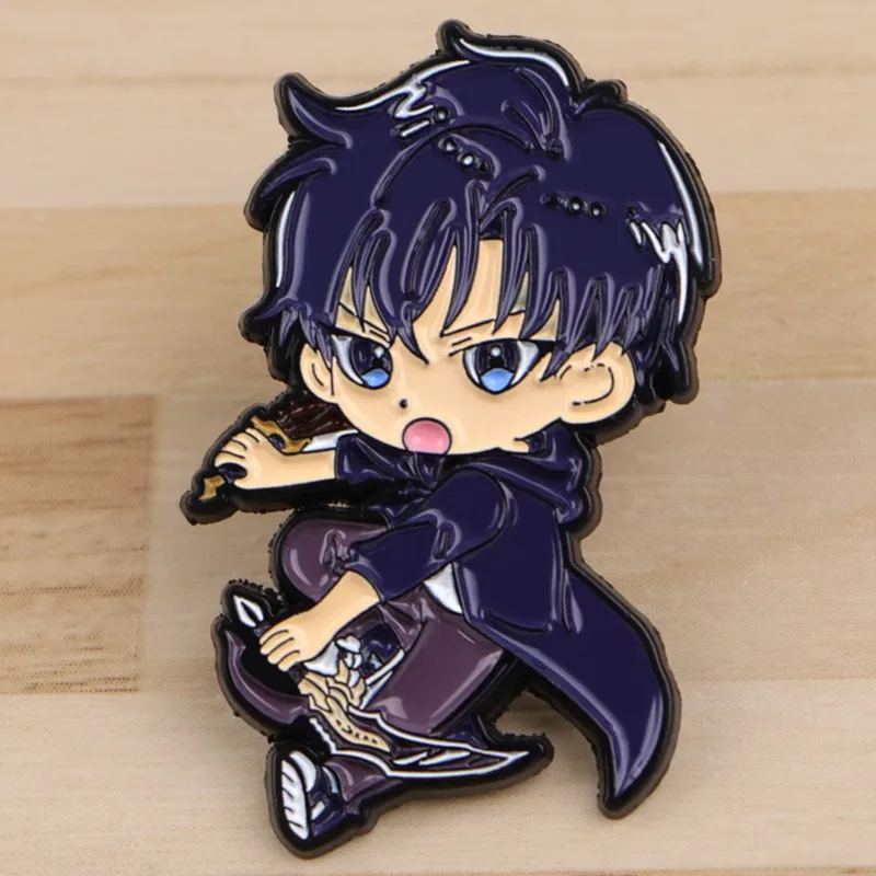 Dark Tone Shadow Monster Sword Q Cartoon Boy Enamel Pins Cool Figure Lapel Brooch Backpack Clothing Daily Outfit Badges view 4