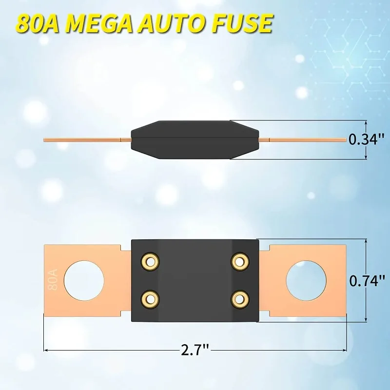 1PC MEGA Fuse Block ANL Bolt-on Blade Fuse Holder Flat Type Fuse For Car Boat Motorcycle 80A 100A 125A 150A 175A 200A 250A 300A view 3