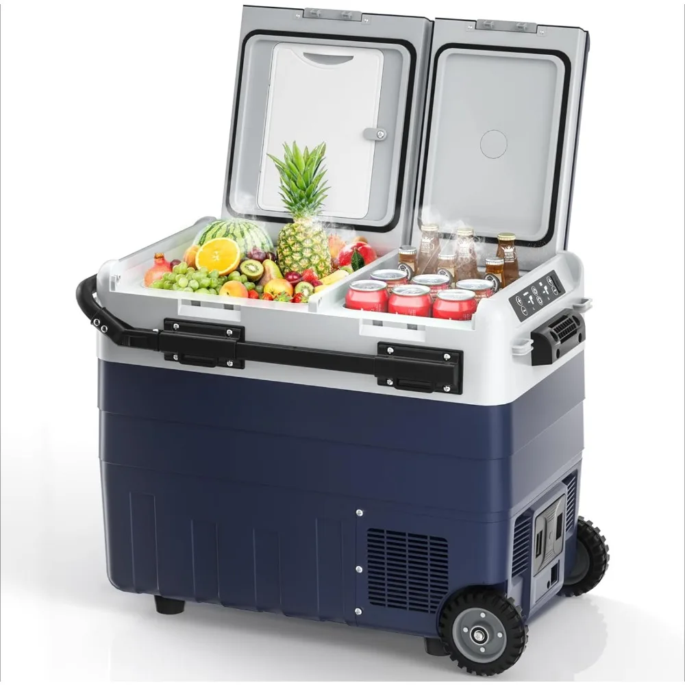 12 Volt Car Refrigerator, 50L Dual Zone Portable Car Refrigerator Freezer, Electric Cooler Dual Temperature Controlled Cooling