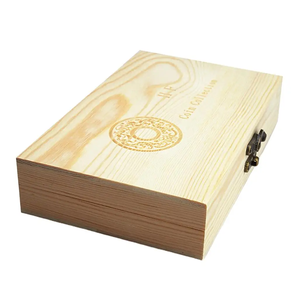 Memorial Coin Show Case Protective Tool Wholesale Wooden Box 12 Clear 27mm Tube Holders for Coin Storage and Display