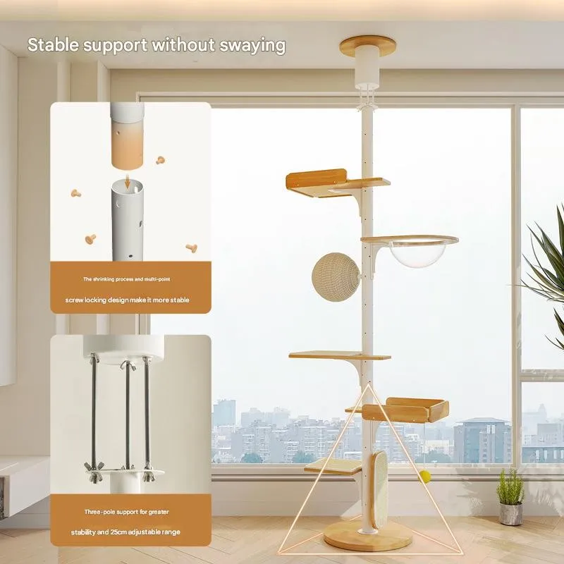 Elevatable Ceiling-Mounted Large Luxury-Style Eco-Friendly Cat Tree Cat Tower Factory Direct Wholesale