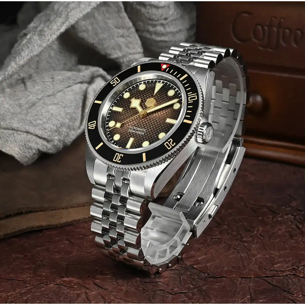 San Martin 3D Waffle Dial New 40mm Dive Watch NH35 Men's Watches Automatic Mechanical Sapphire Waterproof 200m Luminous SN0128