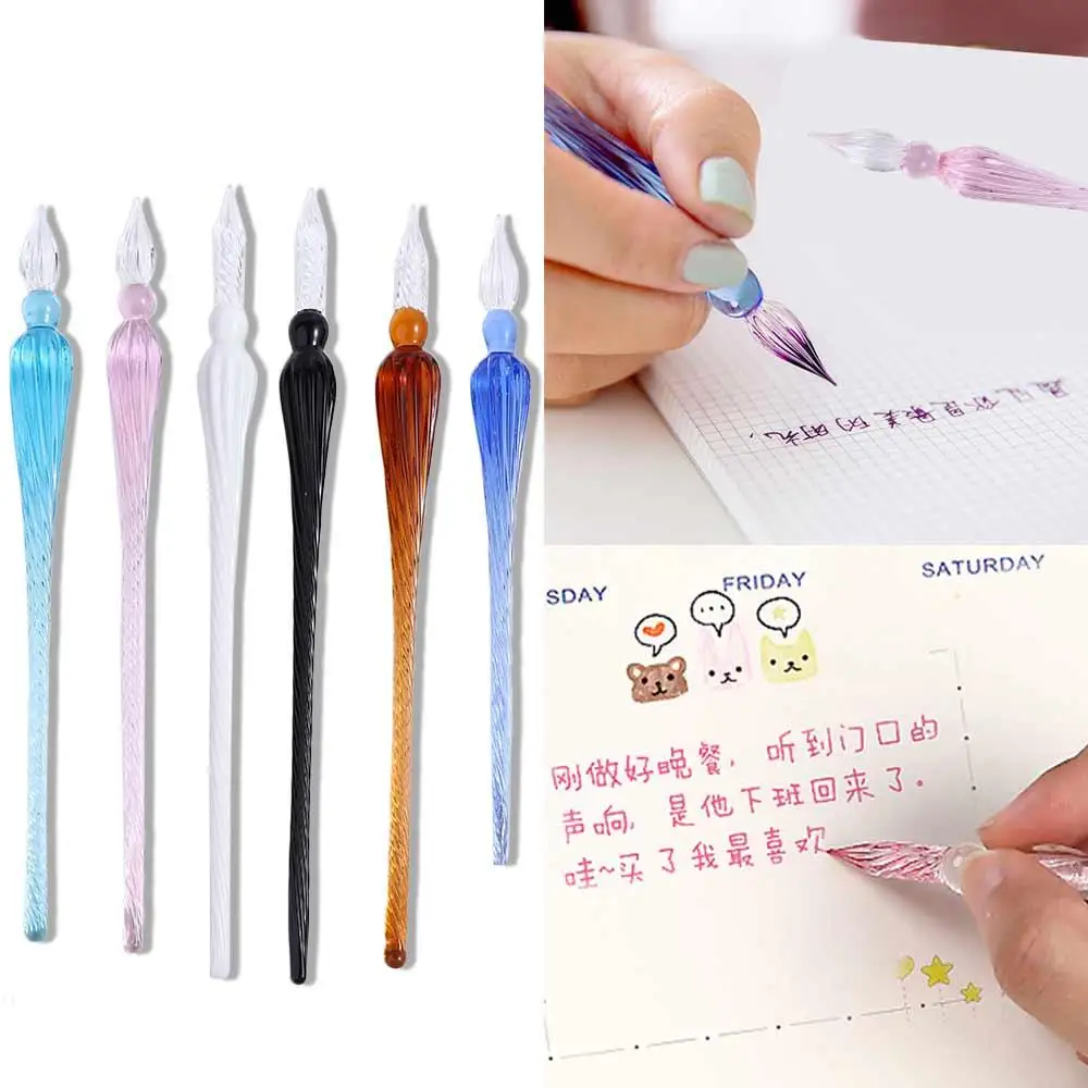 

Crystal Art Painting School Supplies Filling Ink Signature Vintage Calligraphy Dipping Pen Glass Dip Pen Fountain Writing Pens