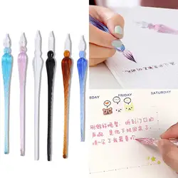 Crystal Art Painting School Supplies Filling Ink Signature Vintage Calligraphy Dipping Pen Glass Dip Pen Fountain Writing Pens