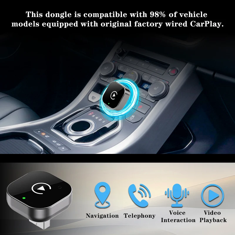 Mini Wireless CarPlay Adapter 2026 New Version, Stable No-Delay Plug&Play for Android Auto iPhone iOS USB/Type-C