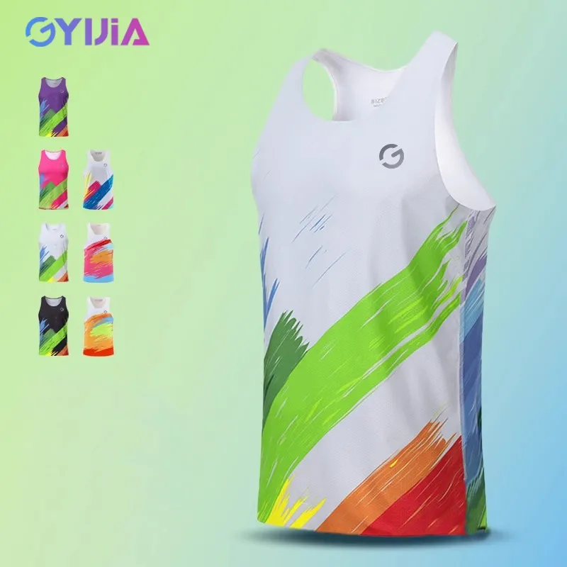 

Men Professional Running Quick Drying Vest Tops Sport Fitness Shirts Guys Athlete Track Field Marathon Sleeveless men's Clothing