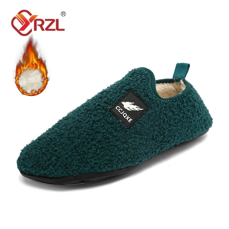 

YRZL Winter Warm Flat Shoes for Men Indoor Men Home Slides Man Slipper Soft Sole Comfortable Non Slip Casual Floor Cotton Shoe