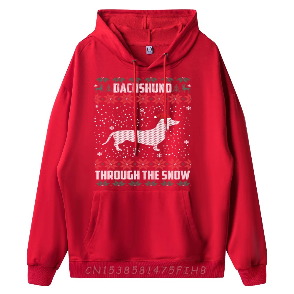 Dachshund Through The Snow Ugly Christmas Mens Graphic Tshirts Polyester Fiber New Shirts And Oversize Long Sleeve