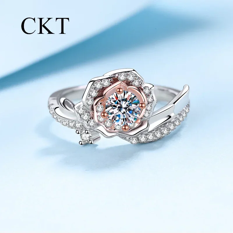 18K White Gold Luxury Rings for Women Child Rose Gold Platinum Pt950 0.5 Carat Moissanite Diamond Ring Wedding Fine Jewelry