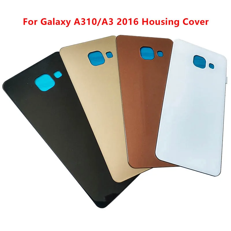 A310 Battery back Cover For Samsung Galaxy A310F A3 2016 Glass Housing Cover Door Rear Panel Parts With Adhesive sticker +Logo