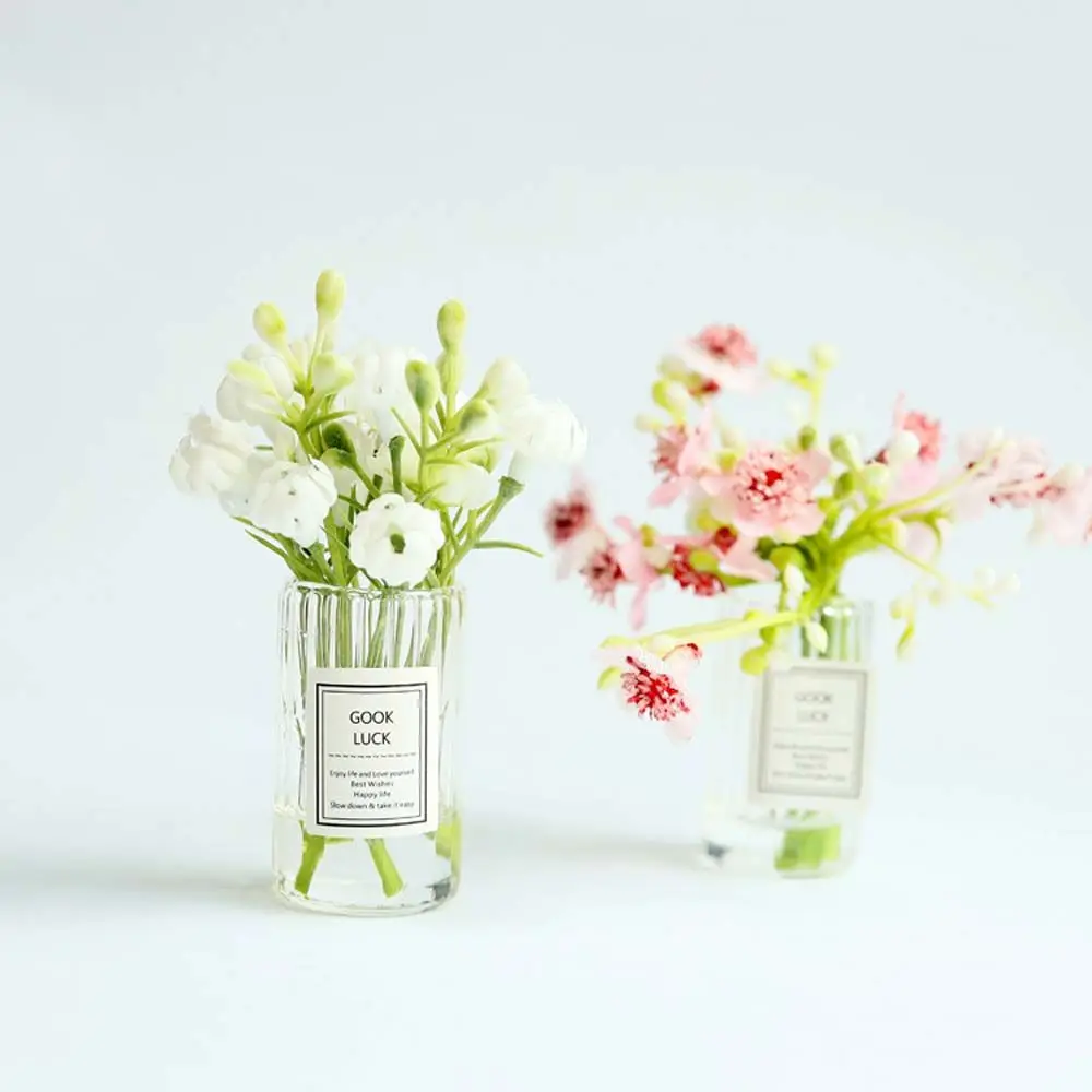 Flower Vase Jasmine Flower Vase 1:12 Dollhouse Miniature Simulation Potted Plants  House Decoration Dollhouse Accessories