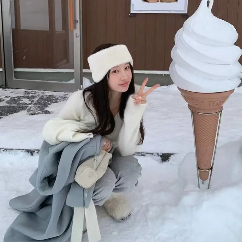 بلون أفخم غطاء للأذنين الكورية الحد الأدنى أفخم الدافئة يغطي الأذن تنوعا لخريف وشتاء وشتاء اكسسوارات غطاء للأذنين #5