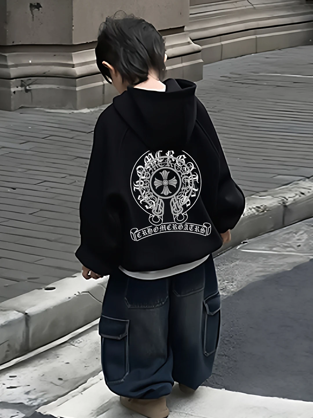 Korean Style Fleece Lined Hoodie for Boys Autumn Winter Clothes Student Class Uniform Thickened Cotton Blend Male Children's ...