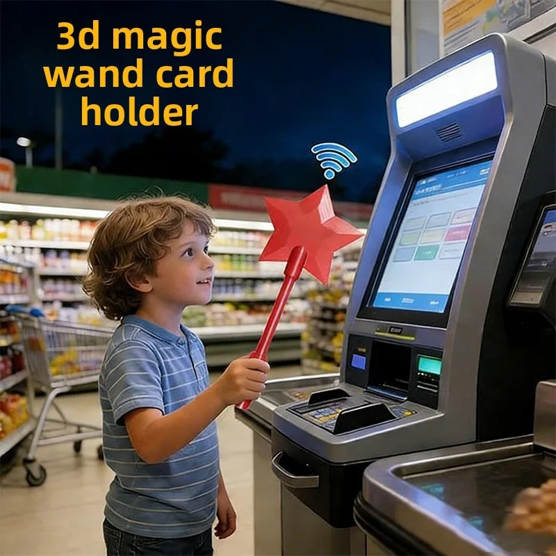 Fashion Creative 3D Printed Wand Tap To Pay Portable Cute Star Magic Wand Holder Funny Lightweight Credit Card Holder Daily Use