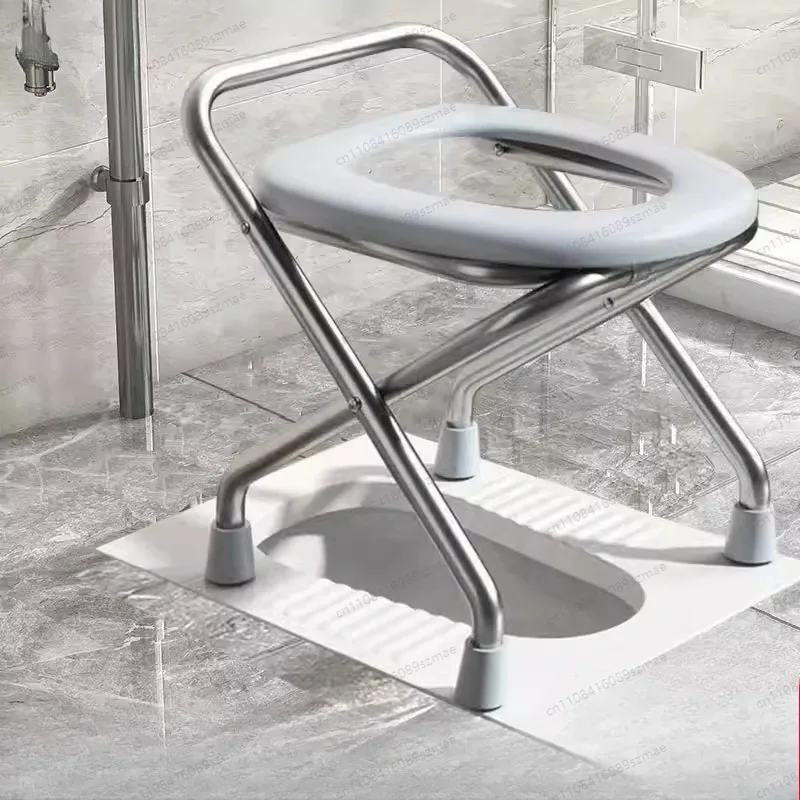 

Складное кресло-туалет из нержавеющей стали, портативное сиденье для унитаза для пожилых людей, беременных, для домашнего использования