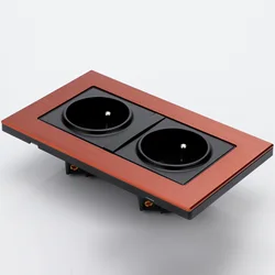 FT-SWS Double EU schuko Rhodium Schuko Wall Socket With 24K Gold Plated Phosphor Bronze