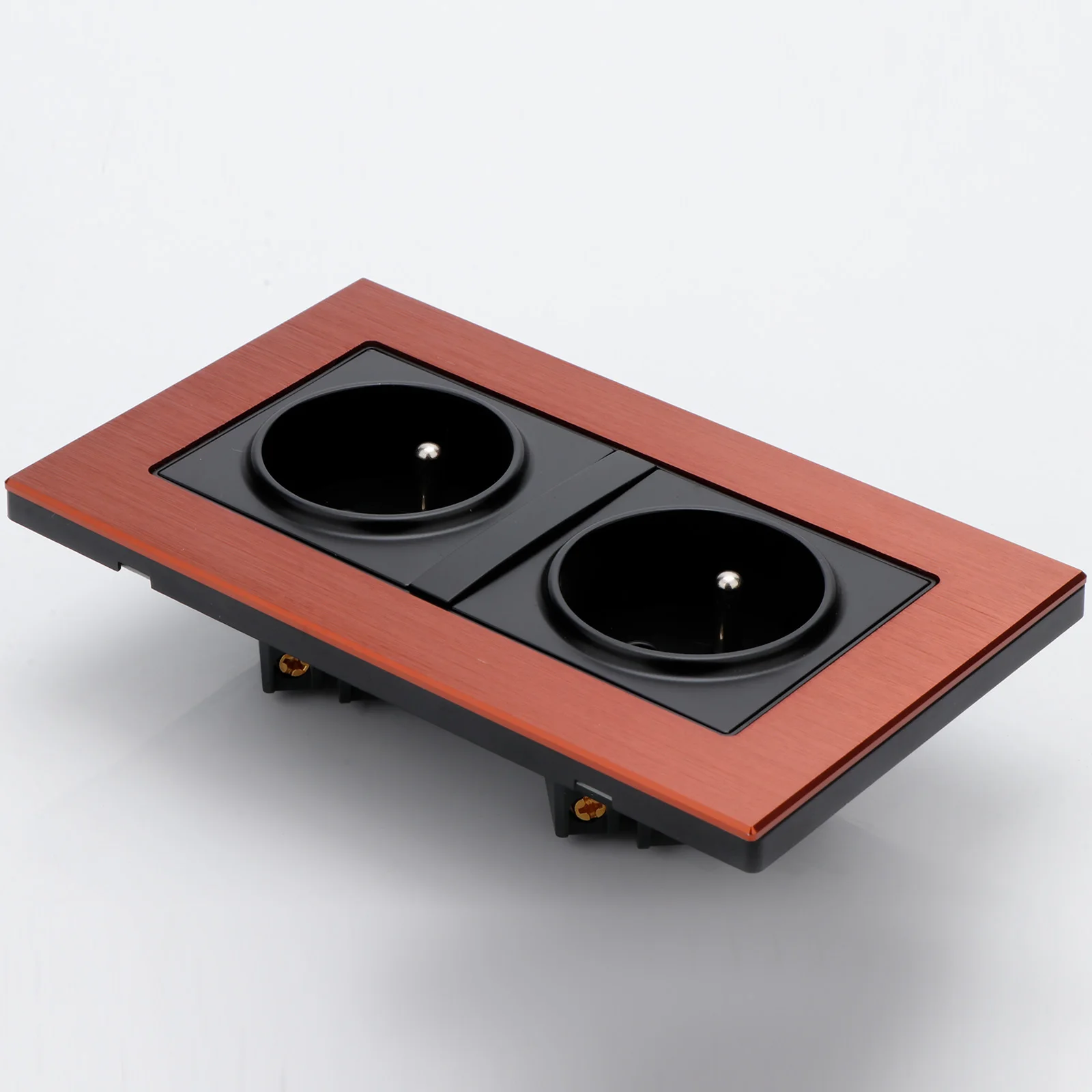 1piece Double EU Schuko Rhodium Schuko Wall Socket With 24K Gold Plated Phosphor Bronze