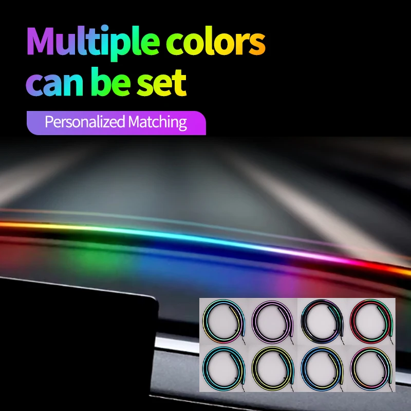

Car Interior Ambient LED Light Strip Invisible USB Fiber Front gear glass Atmosphere Lamp APP Control Universal 59inch/150cm