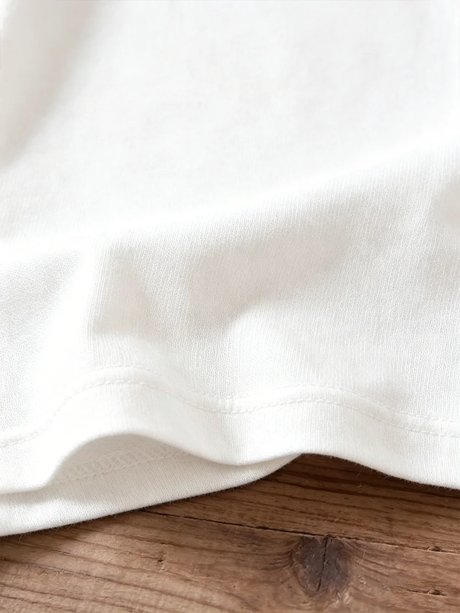 Gefüttertes Damen-T-Shirt mit Schmetterlingsdruck, Rundhals-Kurzarm-T-Shirt, T-Shirt aus reiner Baumwolle, lässig und bequem – Detail 5