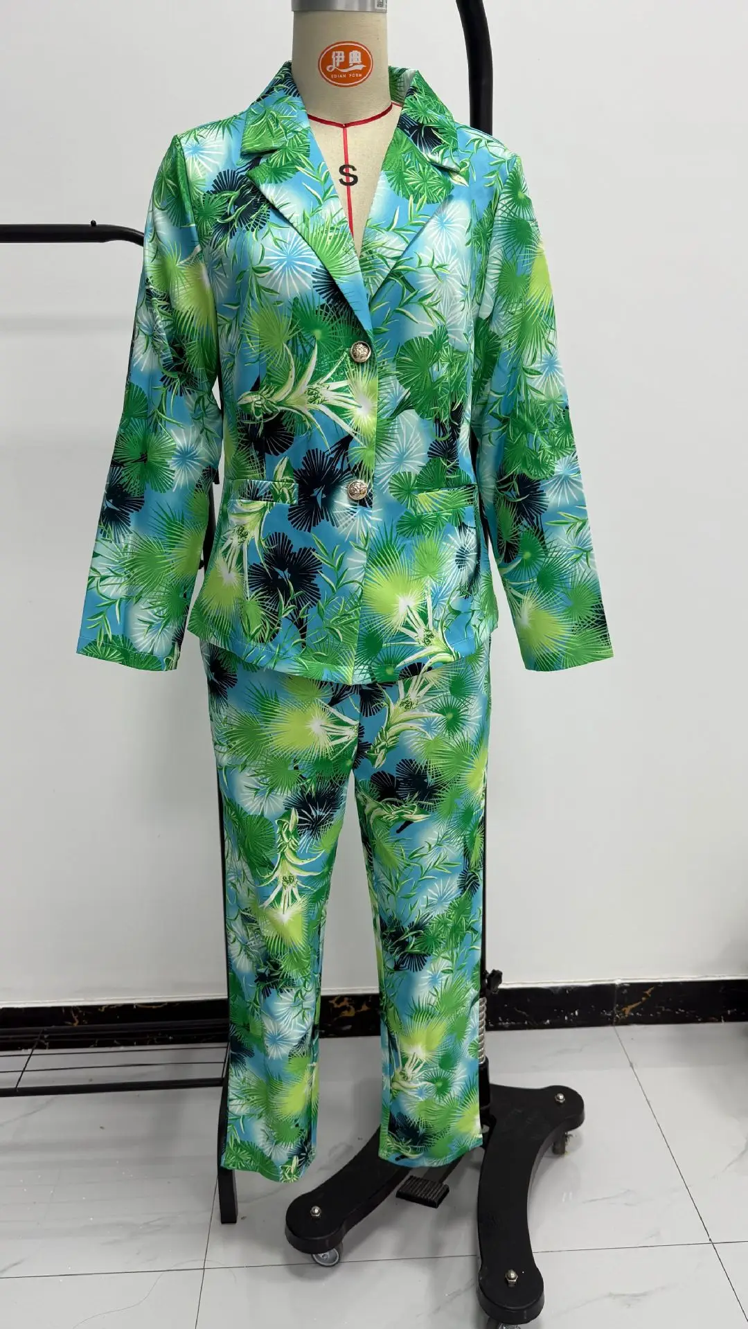 Fashion Suit Set Women's Print Patchwork Commute 2 Piece Suit Autumn Winter Long Sleeve Cardigan Matching Sets Ladies Outfit