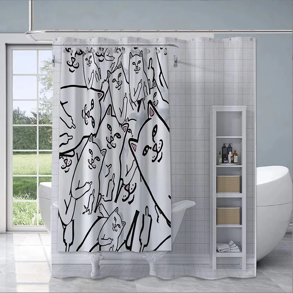 Fashion R-RIPNDIPS Shower Curtain Waterproof Polyester Fabric Paint Colorful Bath Curtains Home Bathroom Decor Curtain With Hook