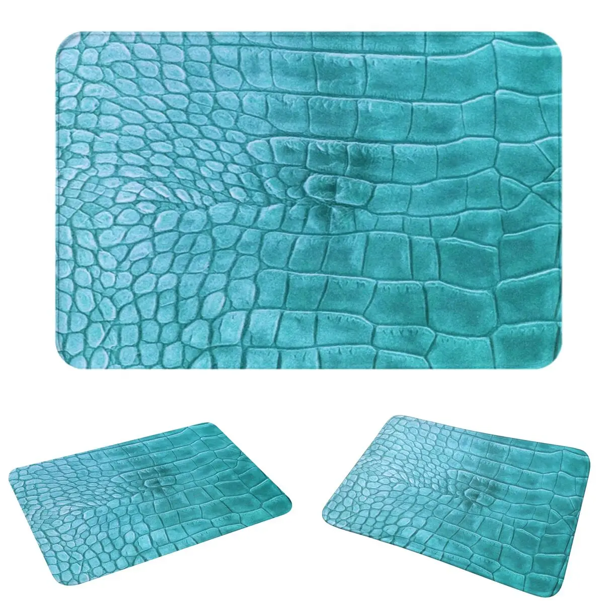 CROCODILE LEATHER BLUE Doormat Washable Carpet Rug Kitchen Entrance Home Floor Mat for Bedroom Footpad Mats