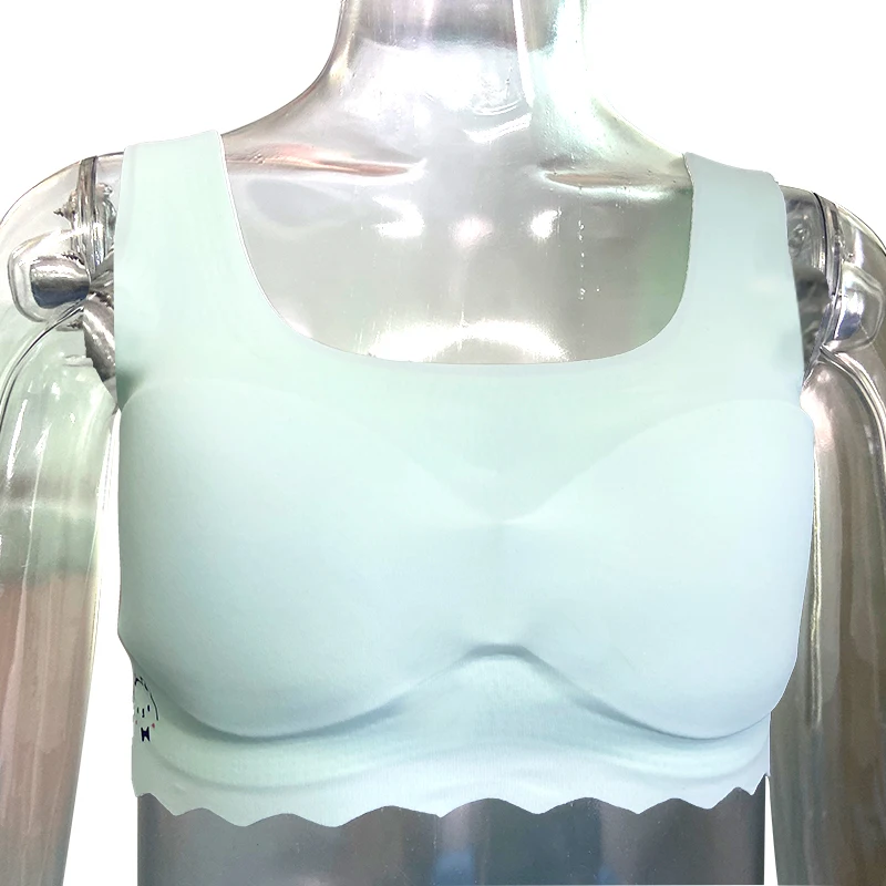 2024 Summer Solid Color Thin Mold Cup Full Cup No Breasted No Underwire Wide Shoulder Strap Students Growth Girls Underwear Bra