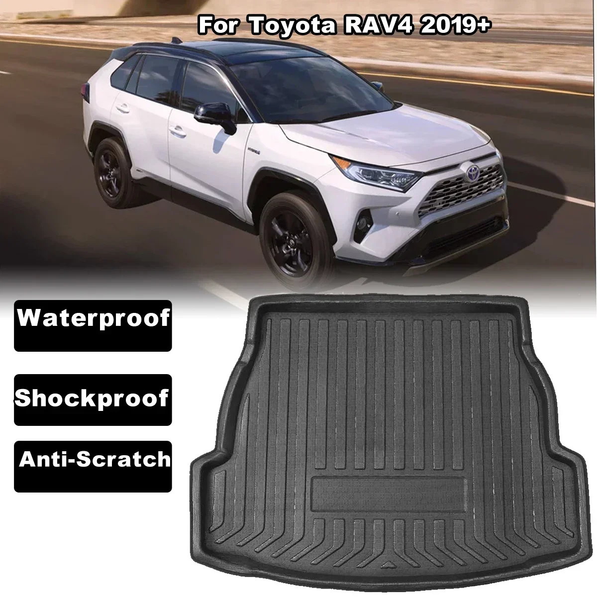 Car Rear Trunk Boot Liner Cargo Mat Luggage Tray Floor Carpet Mud Protector Car Accessories Replacement For Toyota RAV4 2019+