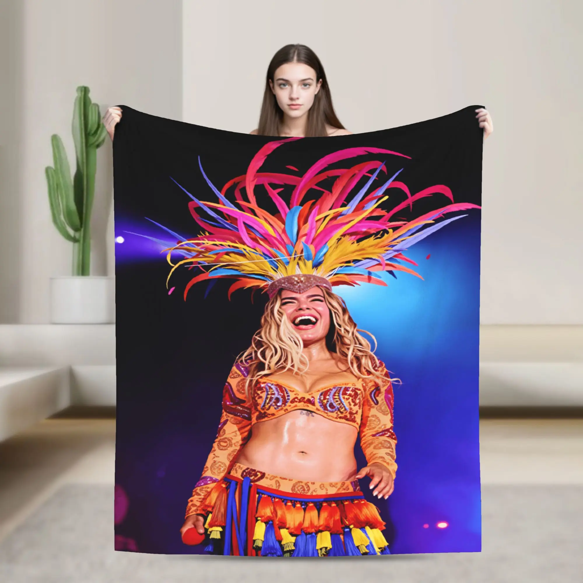 Karols G Tropicoqueta Tour 2026 Throw Blanket Warm Cozy Novelty Blanket For Living Room Plane Travel Flannel Bedspread Bed Cover
