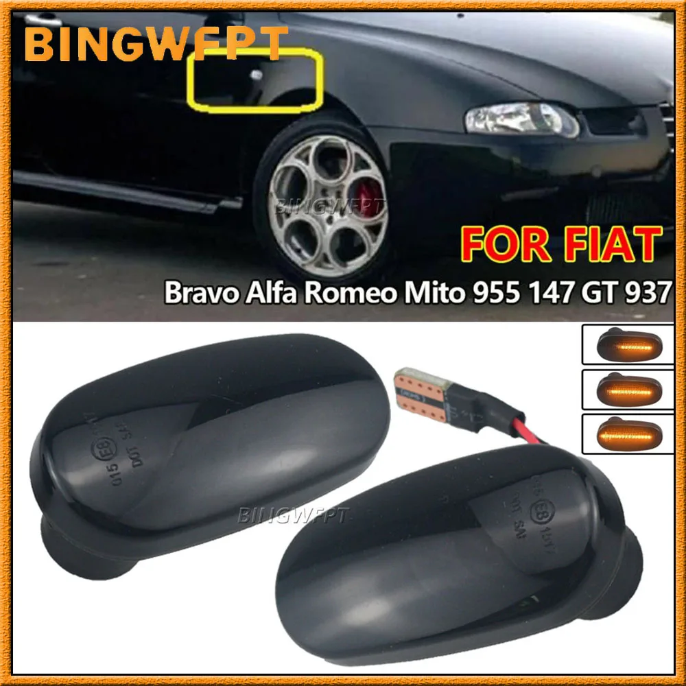 

2Pcs Dynamic LED Side Marker Lights Arrow Turn Signal Flashing Blinker Lamp For Alfa Romeo Mito 2014