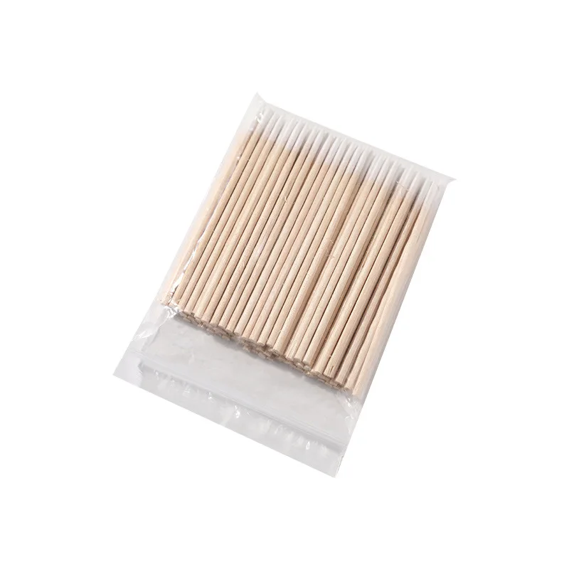 100Pcs Nails Wood Swab Clean Sticks Bud Tip Wooden Cotton Head Manicure Detail Corrector Nail Art Polish Remover Nail Salon Tool