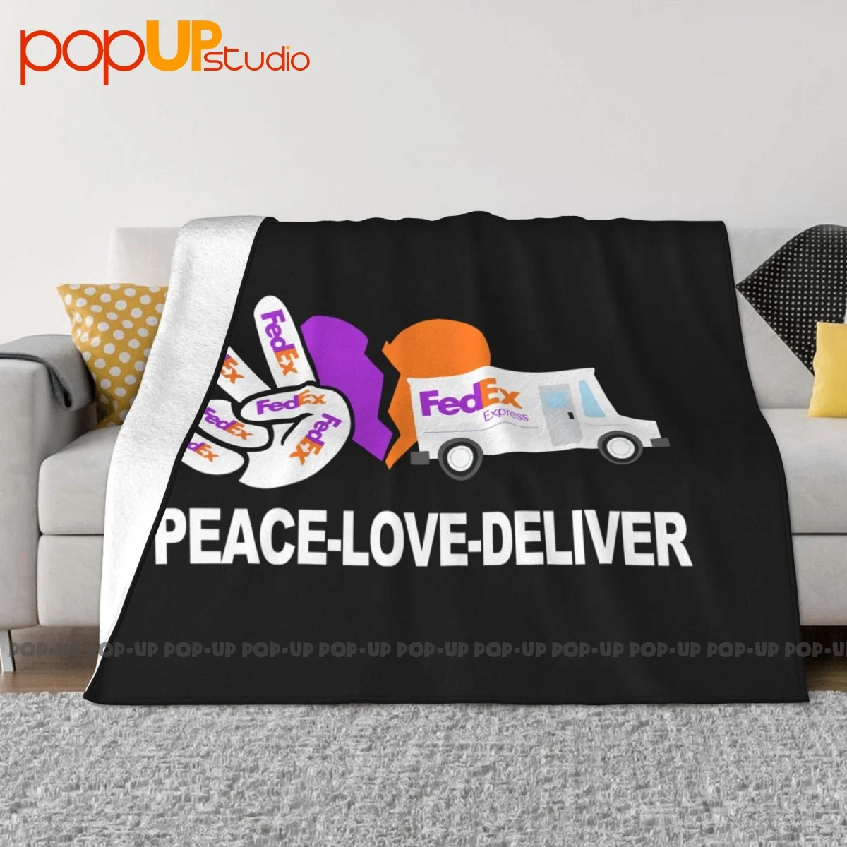 Peace Love Deliver Fedex Blanket Plush Bedding Four Seasons Faux Fur Throw Mechanical Wash