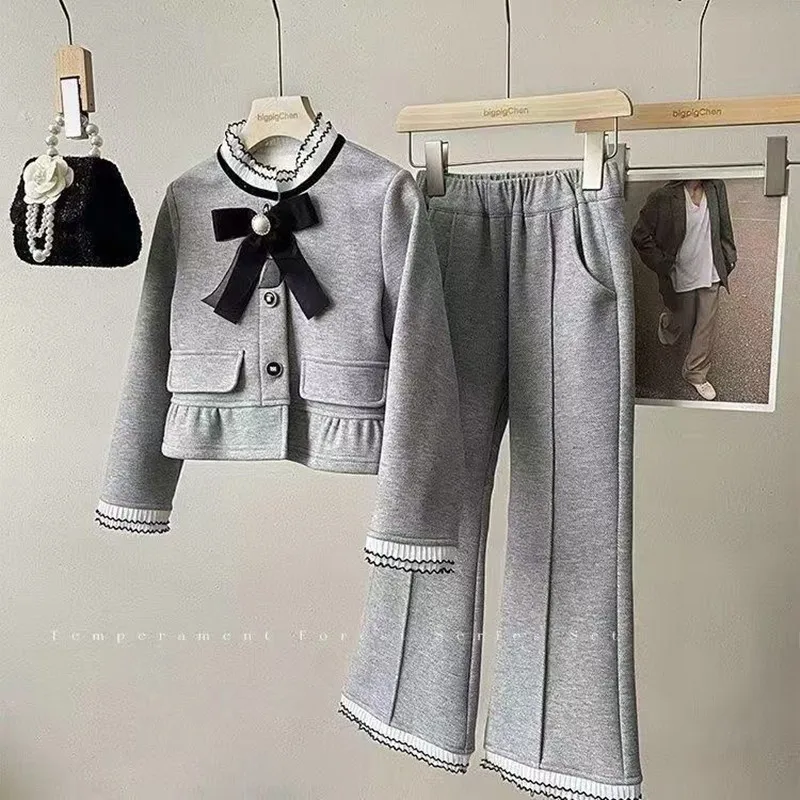 

Girls Clothing Sets Toddler Baby Girls Cotton Full Length Clothes Outfit Kids Suit Clothes Knit Coat + Pants Comfortable 3-9Year
