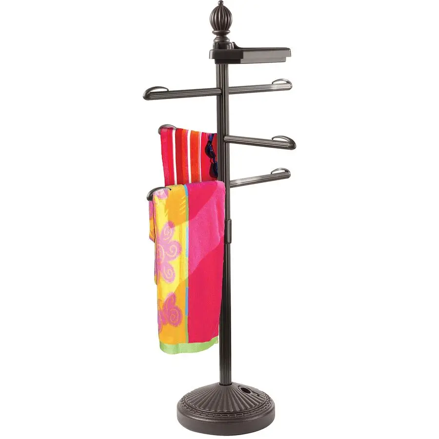 

Pool amp Spa Valet, Adjustable Pool amp Patio Towel Holder with Weighted Base, Outdoor Towel Bar, Poolside Table, Bronze