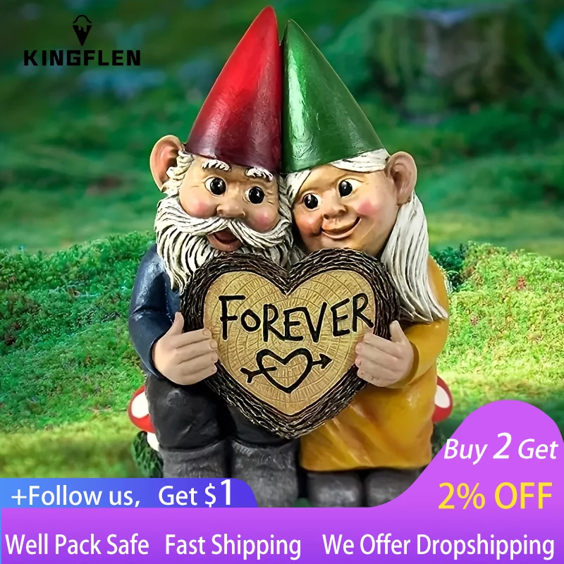 

1pc Garden Gnome Couple Statue, Statue For Micro Landscape Flowerpot Lawn Yard Garden Fish Tank Bonsai Decoration