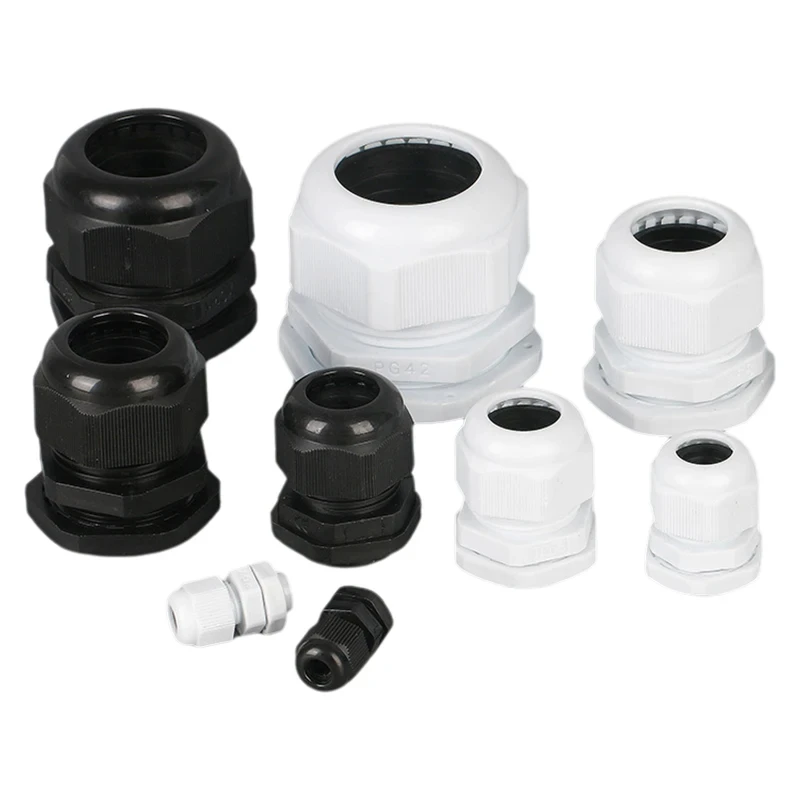 50Pcs Nylon Cable Waterproof White Fitting Plastic Wire Sealed Fixed Fitting PG7 PG9 PG11 PG13.5 PG16 PG19 PG21 PG25 PG29
