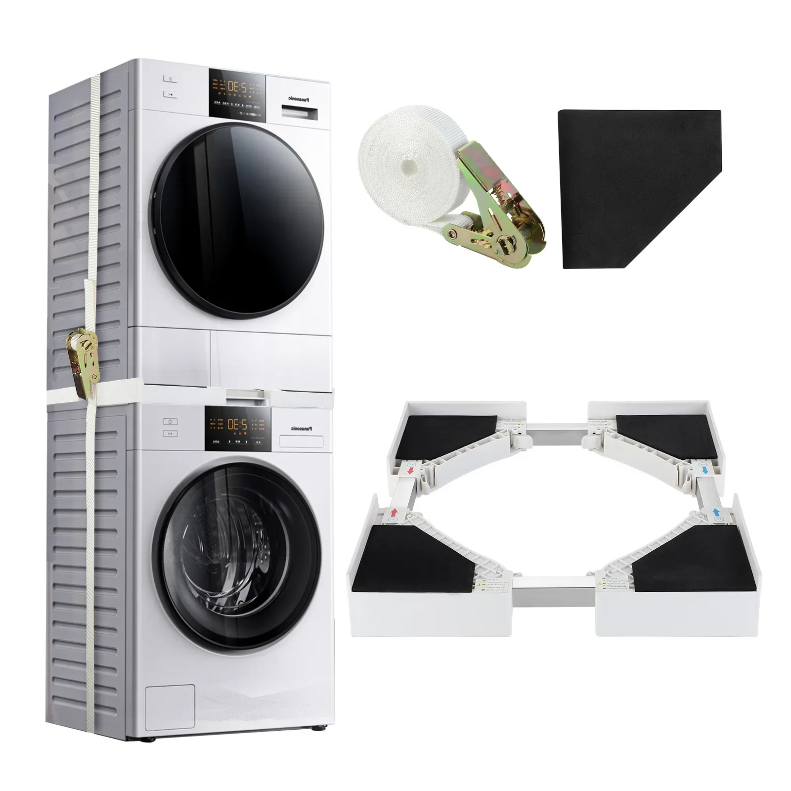 Universal Washing Machine, Dryer, Stacking Rack, Height Adjustable Pulley Storage Rack, Household Refrigerator Thickened Bracket