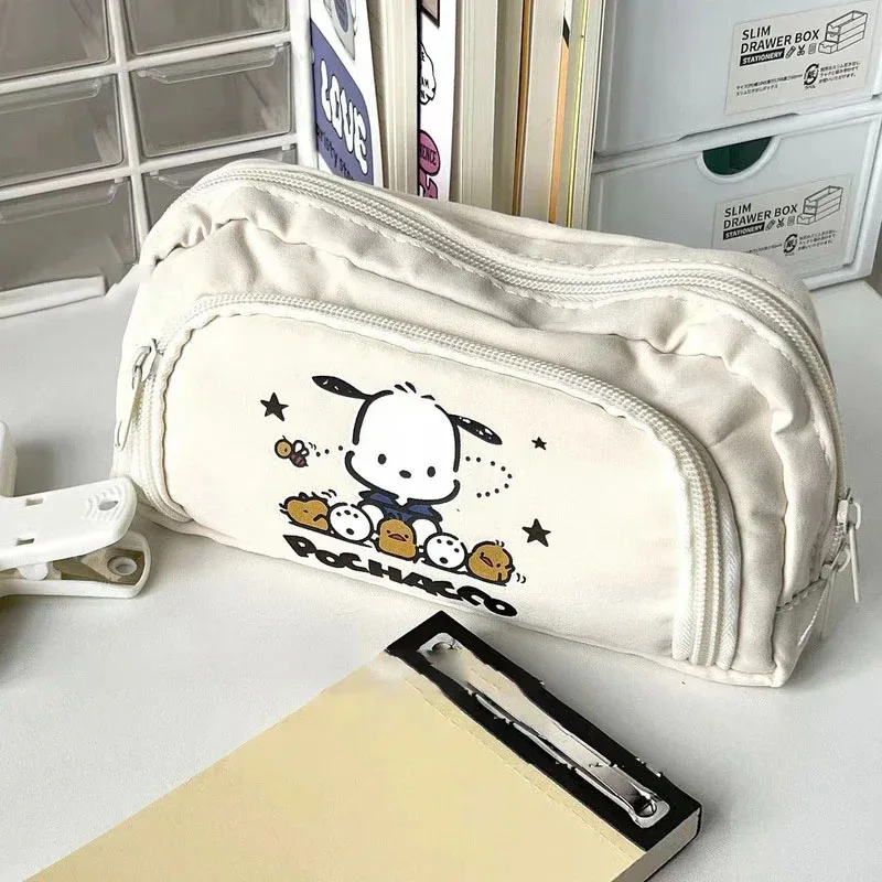 Pochacco Sanrio Anime Kawaii Pen Bag Cute Cartoon Student Pencil Box Stationery Case Large Capacity Cosmetics Storage Bag Gifts