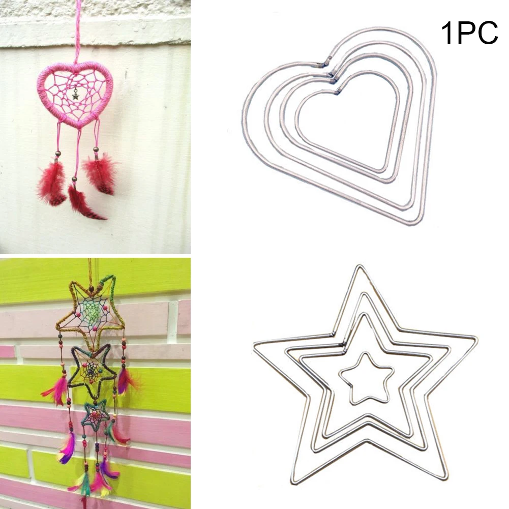 Aro de Metal soldado con estrella de cinco puntas para manualidades, suministros de decoración de corazón de amor, piezas de bricolaje