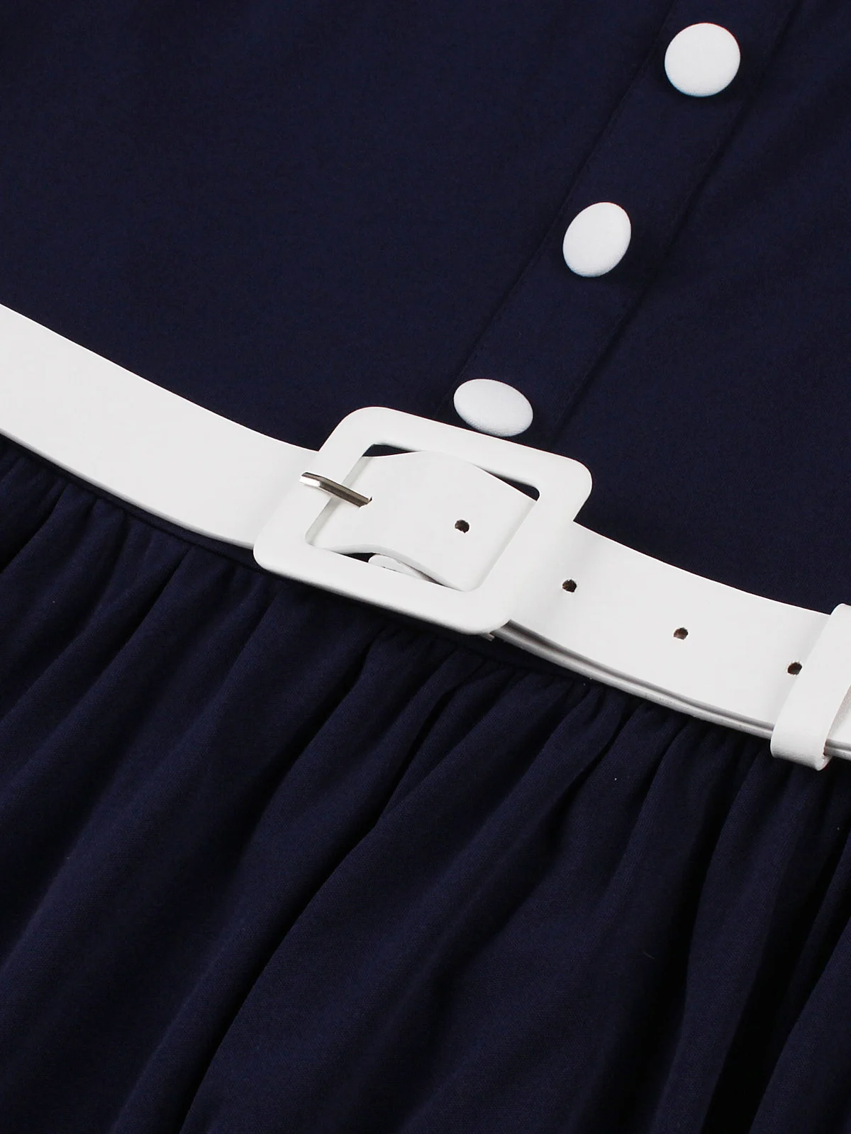 Tonval Spitzenbesatz bestickter Peter-Pan-Kragen Vintage 1950er-Jahre-Partykleidung für Frauen Knöpfe vorne mit Gürtel Midi-Swing-Kleider – Detail 17