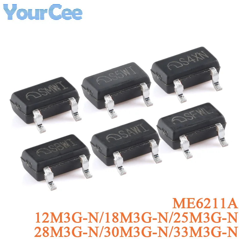 50Pcs ME6211A 12M3G-N 18M3G-N 25M3G-N 28M3G-N 30M3G-N 33M3G-N SOT-23 High PSRR Low Noise High Speed LDO Linear Regulator